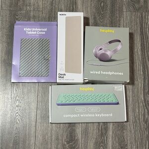 Heyday Purple Headphones and Mint Keyboard 4pc bundle